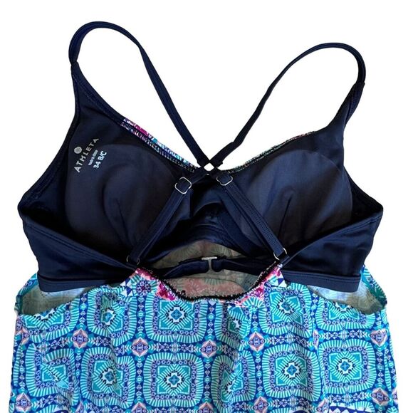 Athleta Swim Fiji Blousy Tankini Top Size 34 B/C Navy Multi - Picture 5 of 6